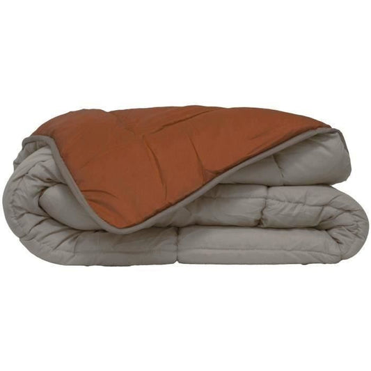 POYET MOTTE Microfiber duvet 400g / m² CALGARY - 220 x 240 cm - Pebble gray and Gimgember brown