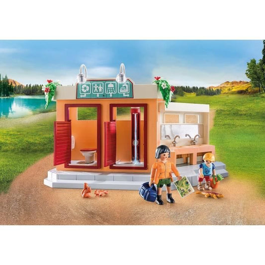 PLAYMOBIL 71424 Camping, Camping World, with a working shower and accessories, 100 pieces, Ages 4 and up
