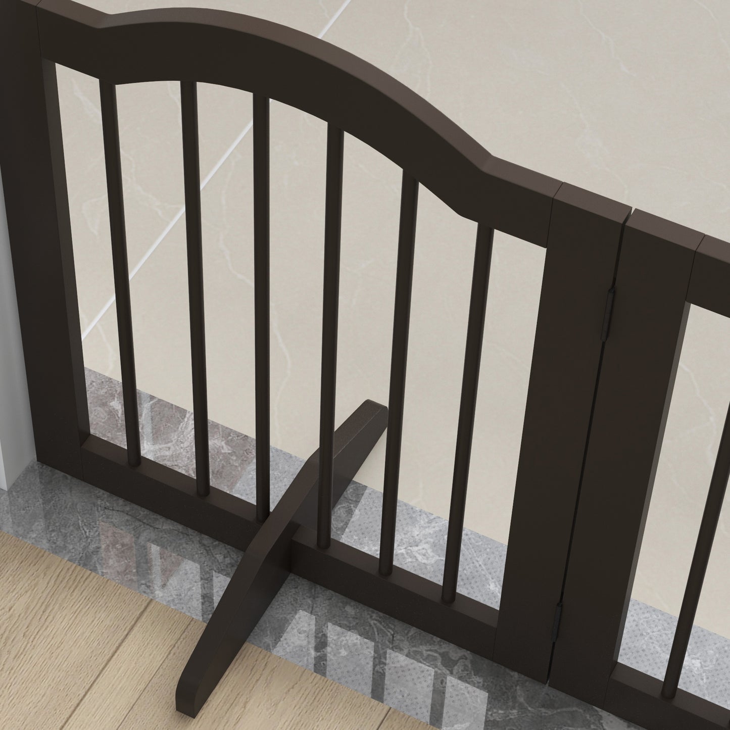 PawHut Hunde-Absperrgitter, 3 Paneele, klappbar, Massivholz und MDF, 154,5 x 29,5 x 61 cm, Kaffee