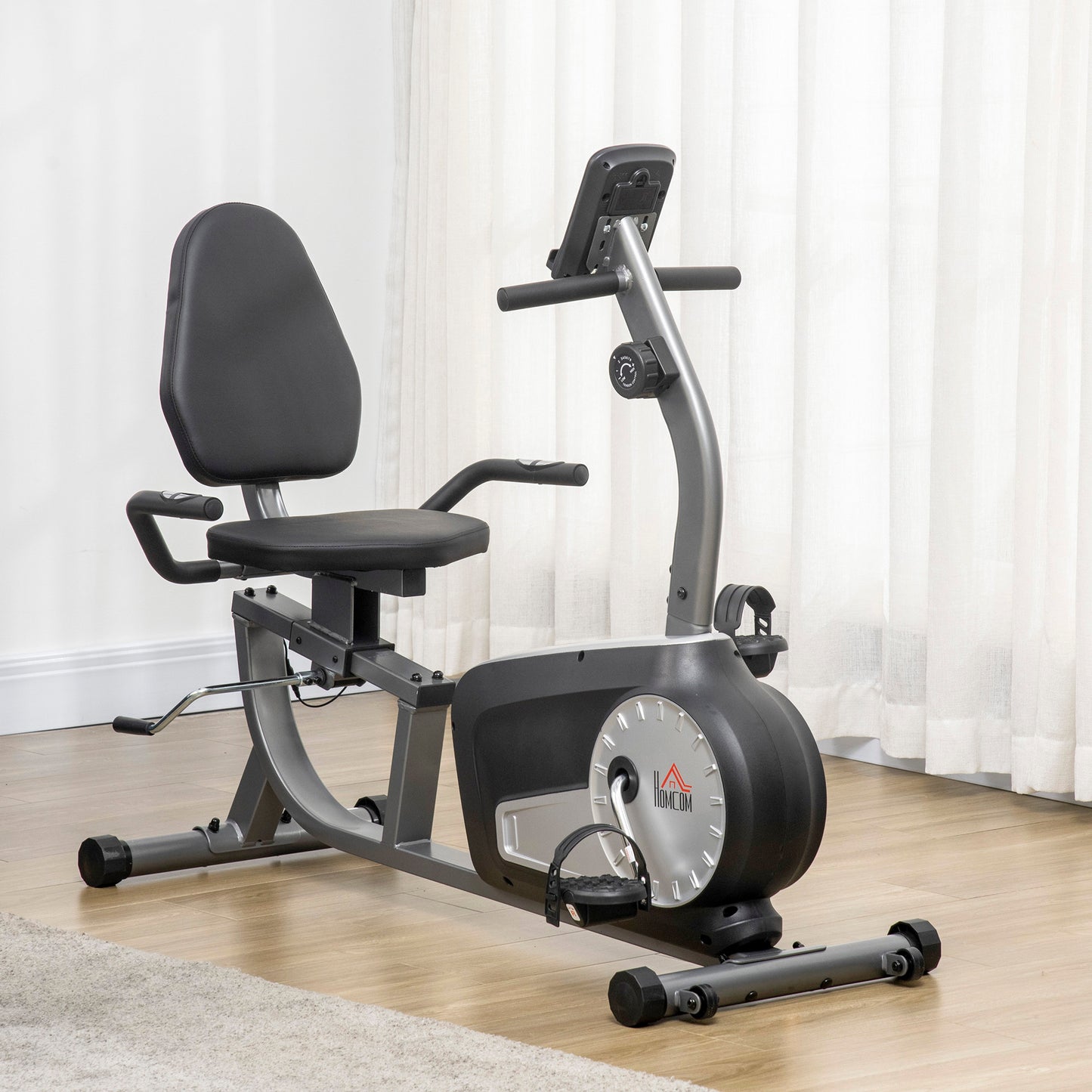 HOMCOM Radtrainer mit 8-stufigem Widerstand 122-137 x 62 x 103cm Stahl Grau+Schwarz+Silber