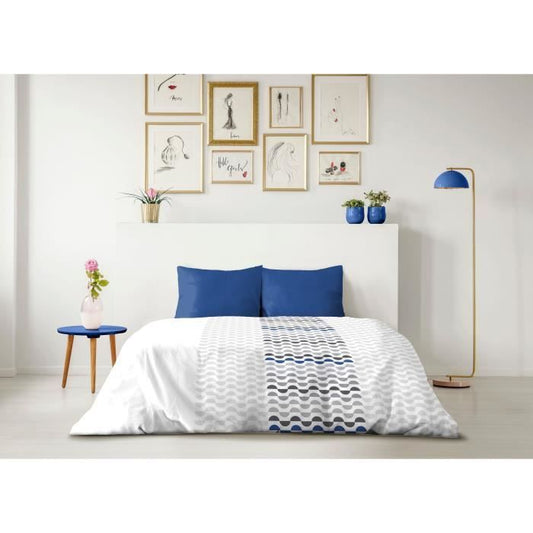 AMBROISIE Microfiber Duvet Cover Set - 1 Duvet Cover 240 x 260 cm + 2 Pillowcases 63 x 63 cm - Blue