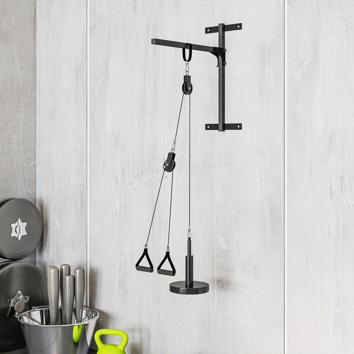 SPORTNOW Fitness Latzug Gym Fitnesssgeräte Kabelzug Pulley System Arm Krafttraining für Zuhause