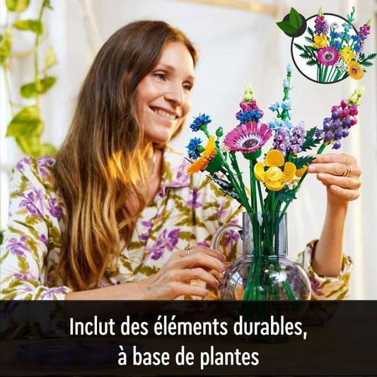 Lego icons 10313 Bouquet of wild flowers, artificial plants with poppies, for adults