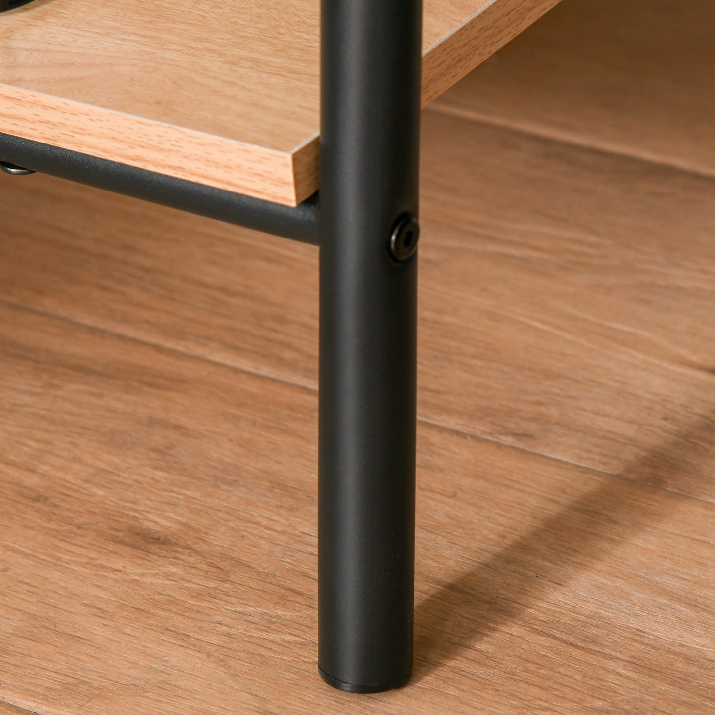 HOMCOM Gaderobenständer Kleiderständer Kleiderstange mit Schuhablage Wäscheständer Metall + Holz Schwarz + Natur 64 x 42,5 x 149 cm