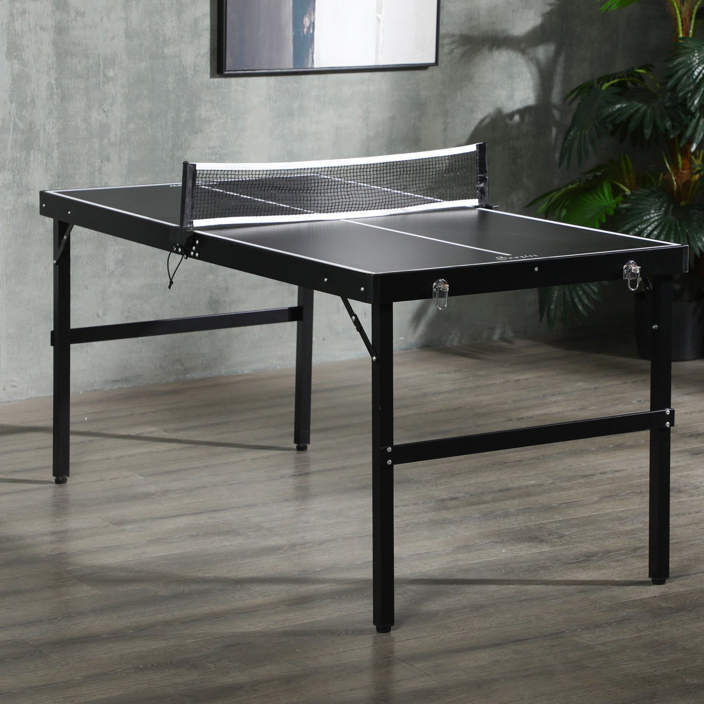 SPORTNOW Tischtennisset, faltbar, Schloss und Griff, Aluminiumrahmen, 152x76x72 cm, Schwarz