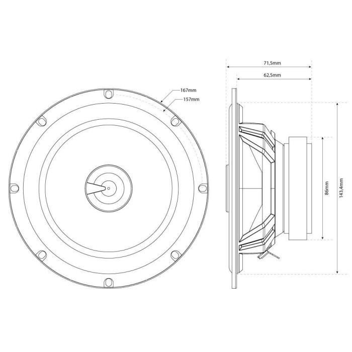 MTX 2-Way Coaxial Speaker TX265C Ø16.5cm 65W RMS 260W Peak 4O