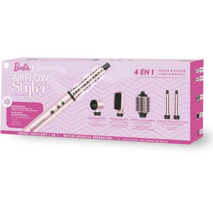 Blow-drying brush - DEMELISS - Air Flow Styler Barbie Edition - 3 speeds - Pink
