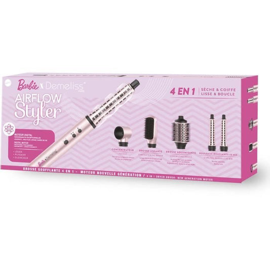 Blow-drying brush - DEMELISS - Air Flow Styler Barbie Edition - 3 speeds - Pink