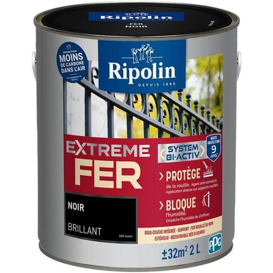 Iron paint - RIPOLIN - 396703 - Black - Glossy - 2 L