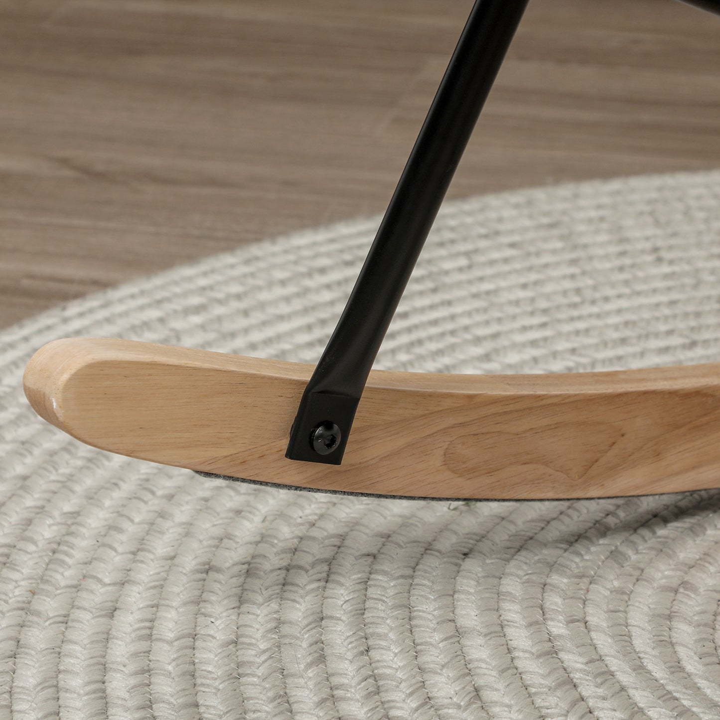 HOMCOM Schaukelstuhl, dicke Polsterung, breite Rückenlehne, Buchenholz/Stahlrahmen, bis 120 kg, Hellgrau