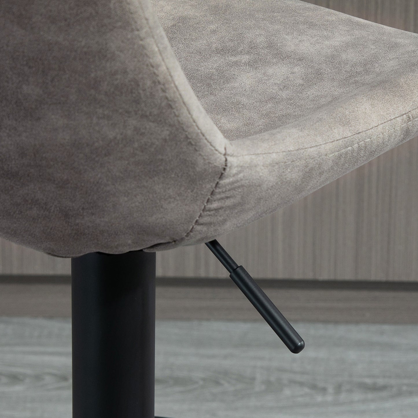 HOMCOM 2er-Set Barhocker im Retrodesign, inkl. Fußstütze, höhenverstellbar, Gaslift, Grau + Schwarz