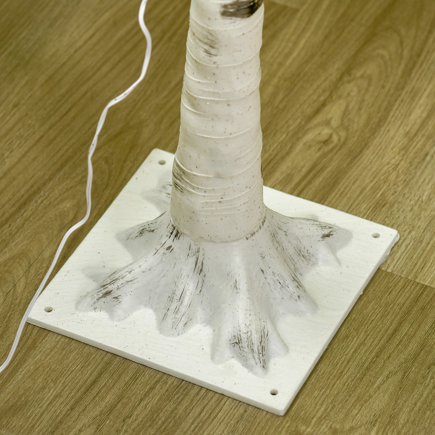 HOMCOM Künstliche Birke mit 120 LED-Lichtern, 3 Helligkeitsstufen, faltbare Äste, IP44, 150 cm, Weiß