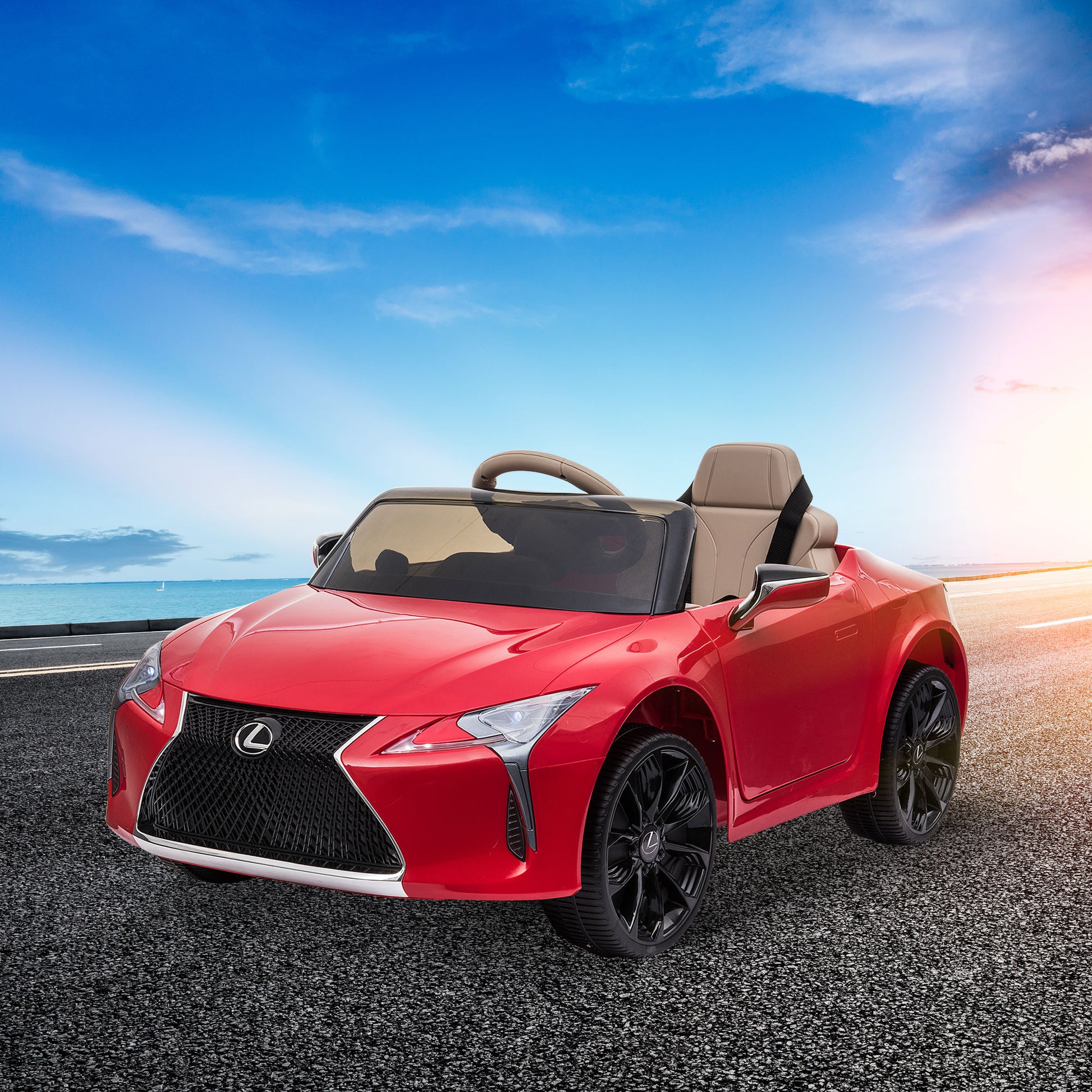 HOMCOM Kinderauto von Lexus Kinderfahrzeug für 3-6 Jahre Elektroauto mit MP3 Musik Rot 106 x 43 x 44 cm