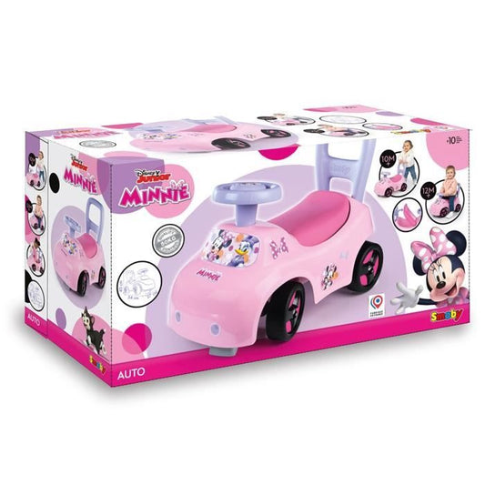 Smoby - 2 in 1 child car carrier - Minnie - Storage under the saddle + horn - From 10 months - Made in France