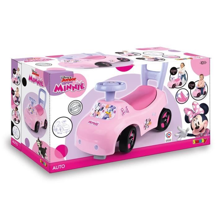 Smoby - 2 in 1 child car carrier - Minnie - Storage under the saddle + horn - From 10 months - Made in France