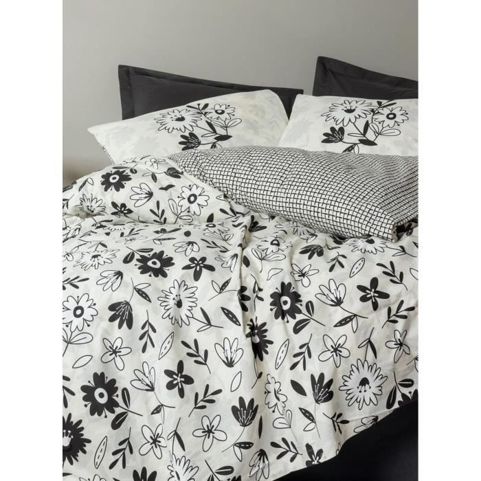Bedding set - 1 duvet cover 220 x 240 cm + 2 pillowcases 60 x 60 cm - 100% cotton - Black