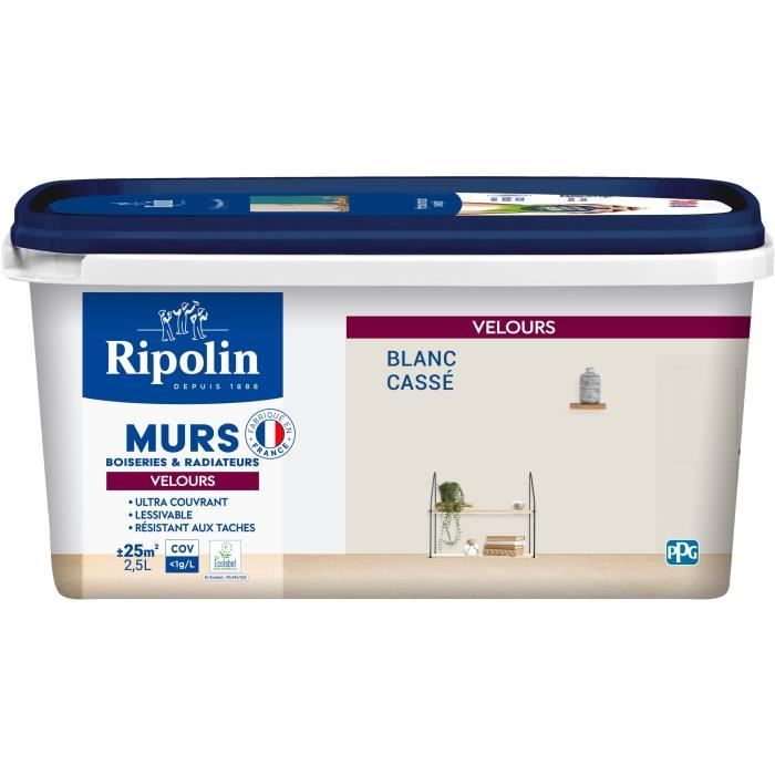 Decorative paint for walls, woodwork & radiators - RIPOLIN - 467079 - Off-white - Velvet - 2.5 L