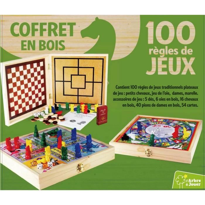 JEUJURA Wooden Box 100 Traditional board games