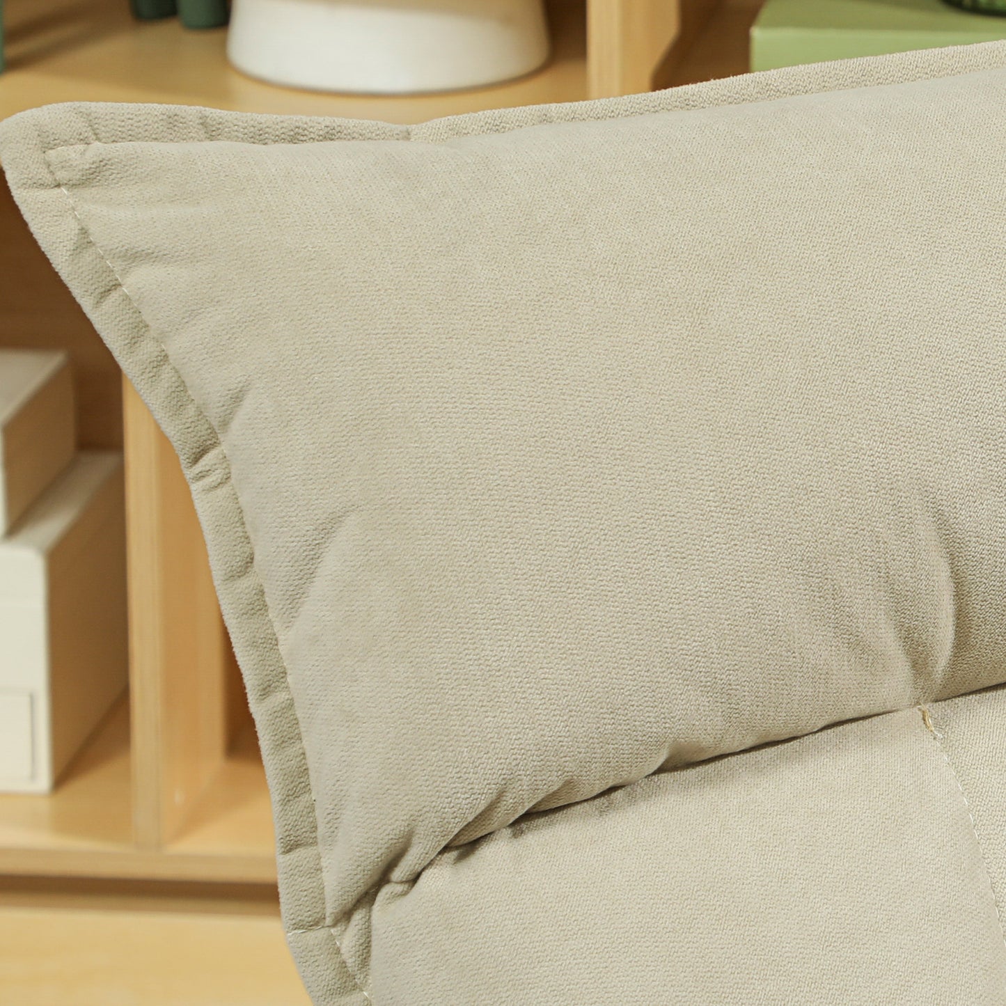 HOMCOM Bodensessel mit 5-fach verstellbarer Rückenlehne, drehbar, moderner Polsterstuhl, Beige