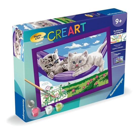 CreArt Kids 18x24cm Kittens in the Hammock, Paint by Numbers Kit, Ages 9+, 25828, Ravensburger