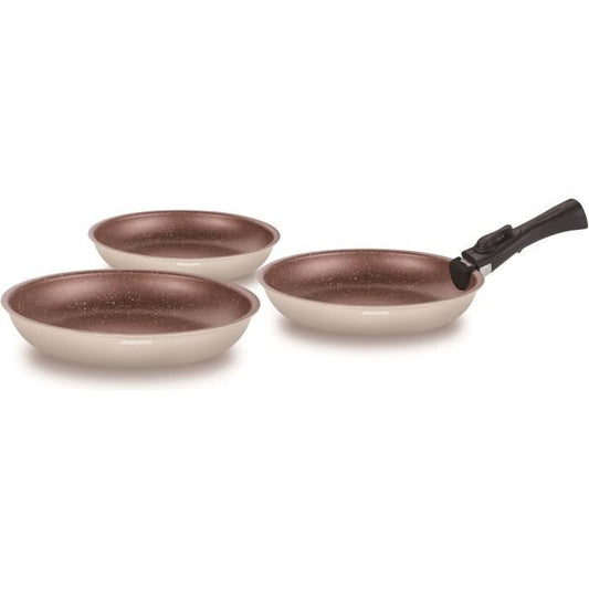 Cookware set - All hobs including induction - ARTHUR MARTIN - AM4754 - Set of 3 pans - 20-24-28 cm + 1 removable handle