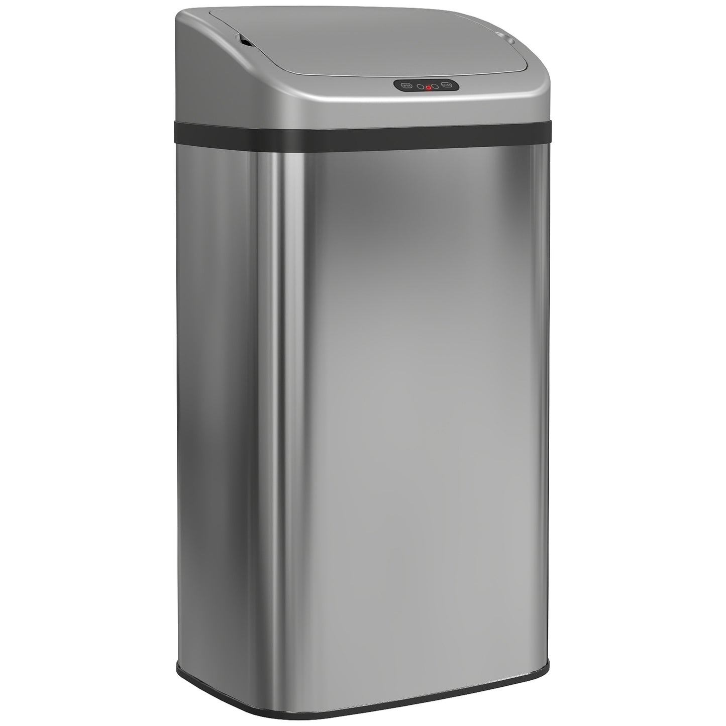 HOMCOM 48 L Sensor-Mülleimer für Küche oder Büro, automatische Schließ-Funktion, Edelstahl, Silberton