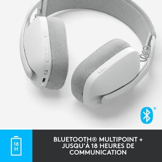 Logitech - Lightweight Wireless Listening Helmet with background micro anti -noise - Vibe 100 - White area