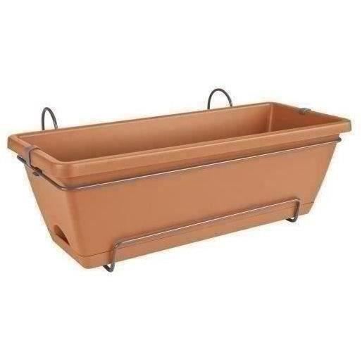 Elho Barcelona Balconiere Allin1 50 - Brown - L 50 x B 28 x H 19 cm - Outdoor balcony - 100% recycled