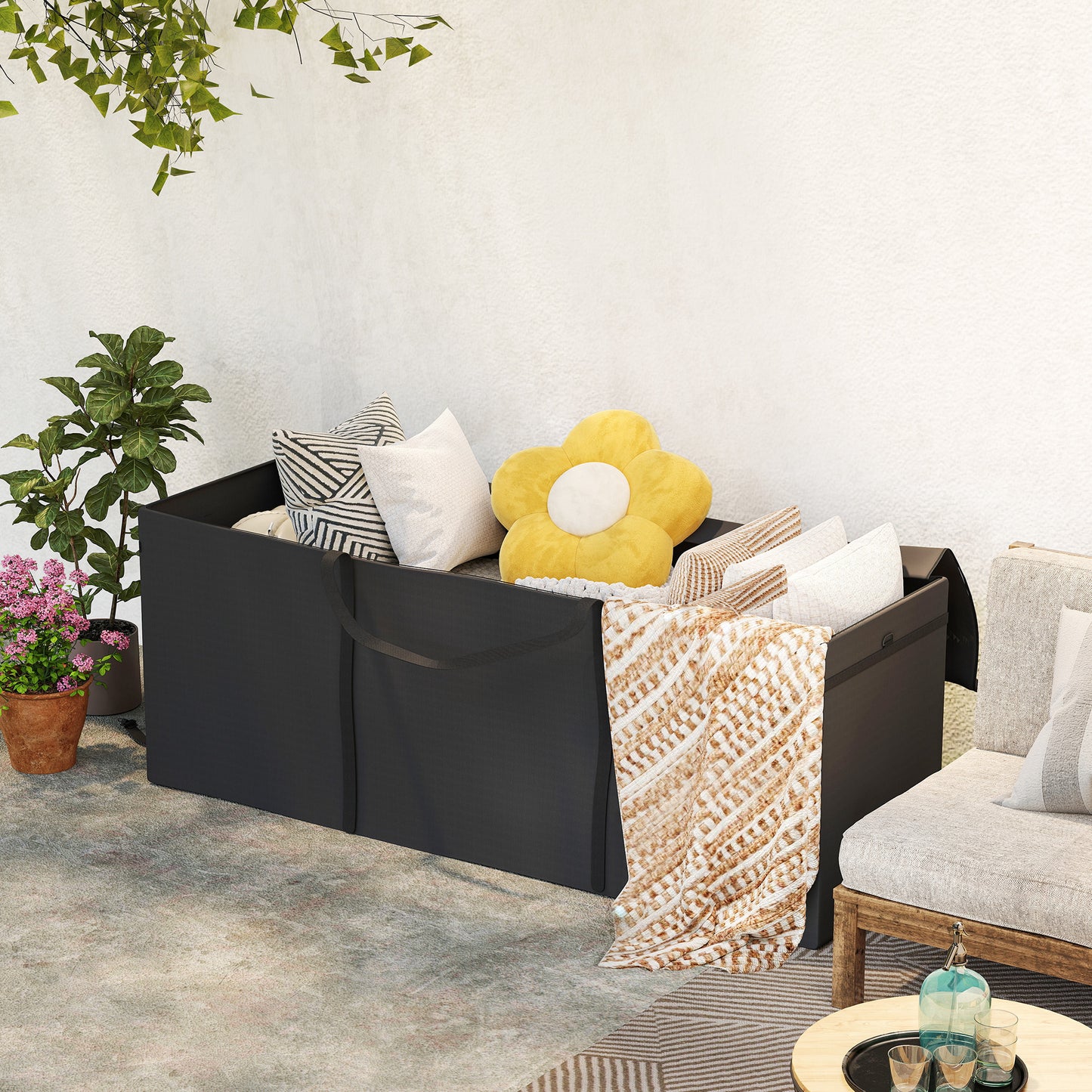 Outsunny Aufbewahrungstasche Gartenpolster, Auflagentasche, Schutzhülle mit Tragegriff Reißverschluss 200x60x75 cm, Schwarz