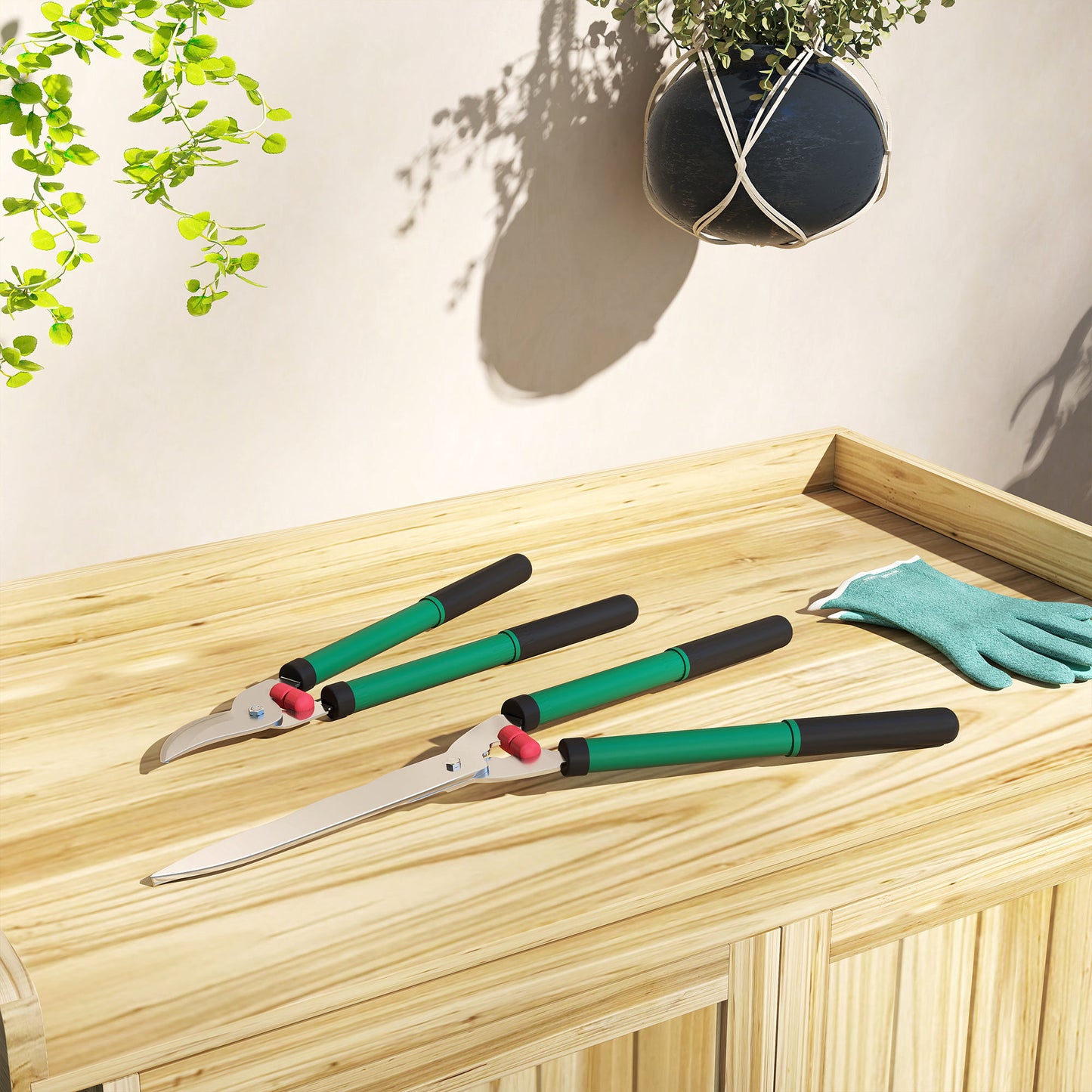 Outsunny Gartenschere Set 2-teilig Messerlänge 40 cm Astschere mit antihaftbeschichtete Metallklingen