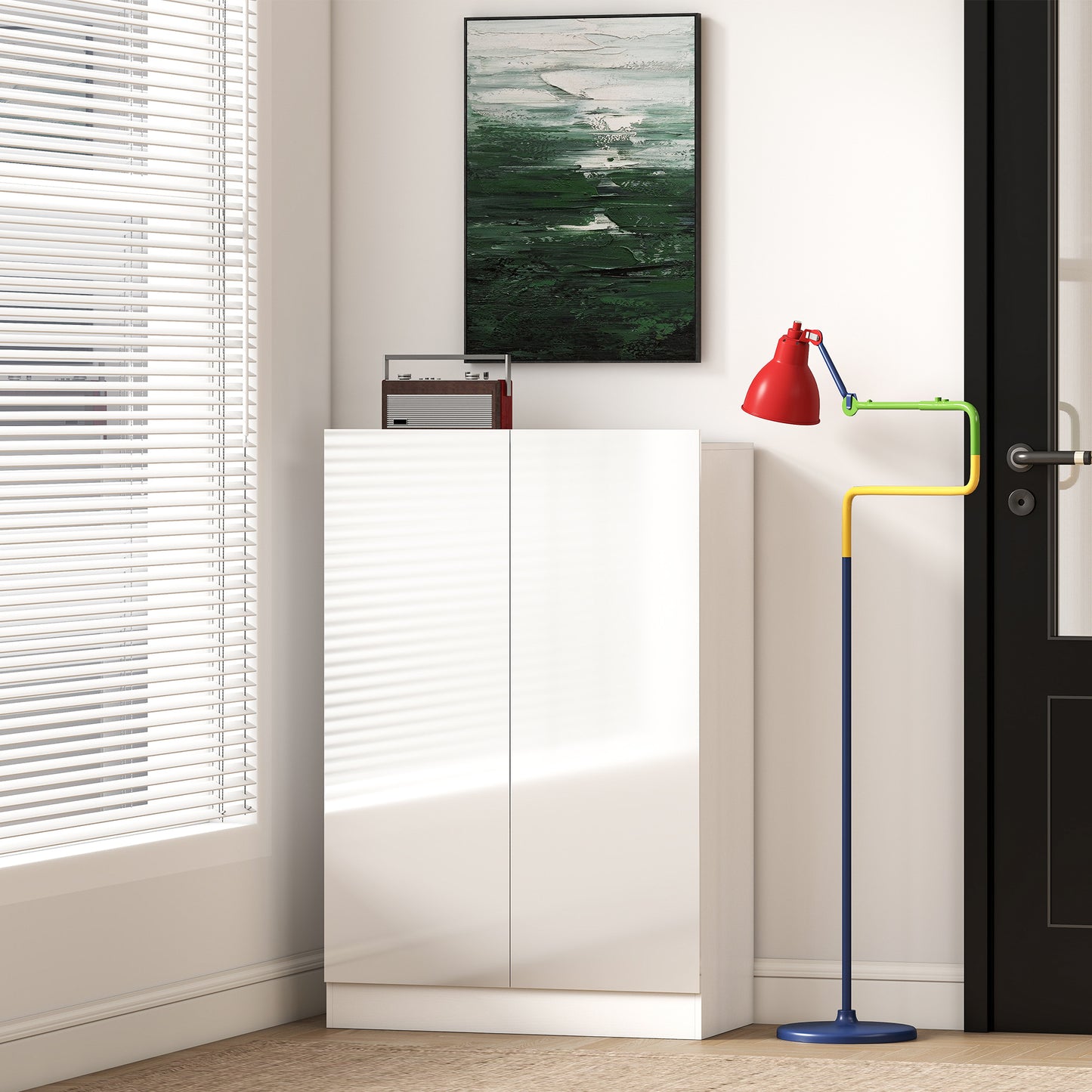 HOMCOM 5-stufiger Schuhschrank für 20 Paar Schuhe, verstellbare Regale, für Eingangsbereich, Flur, Holz, Weiß