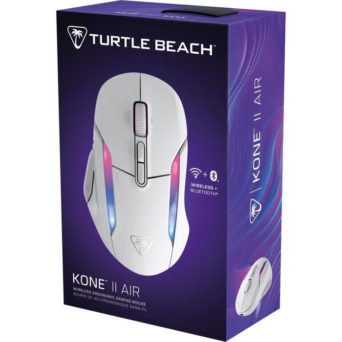 Turtle Beach Kone II Air Wireless Gaming Mouse - Ergonomic - White, Bluetooth, 26,000 DPI, 4D Scroll Wheel