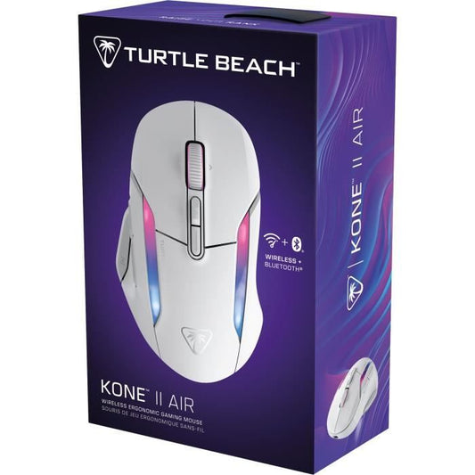 Turtle Beach Kone II Air Wireless Gaming Mouse - Ergonomic - White, Bluetooth, 26,000 DPI, 4D Scroll Wheel