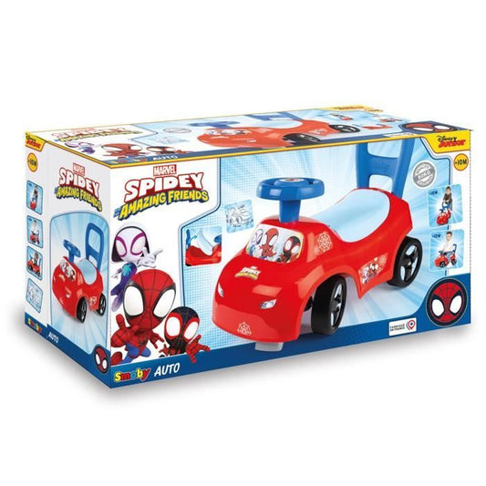 Smoby - 2 in 1 child car carrier - Spidey - Underseat storage + horn - From 10 months - Made in France