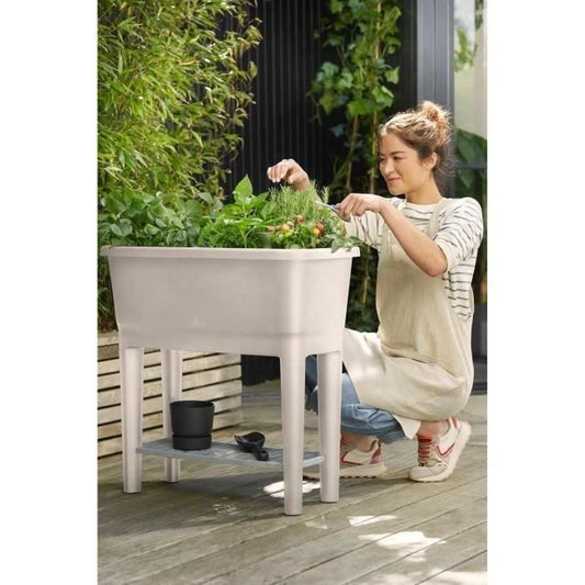 ELHO Noa Standing Vegetable Garden - Gray - L 79 x B 39 x H 94 cm - cultivation and harvesting - 100% recycled