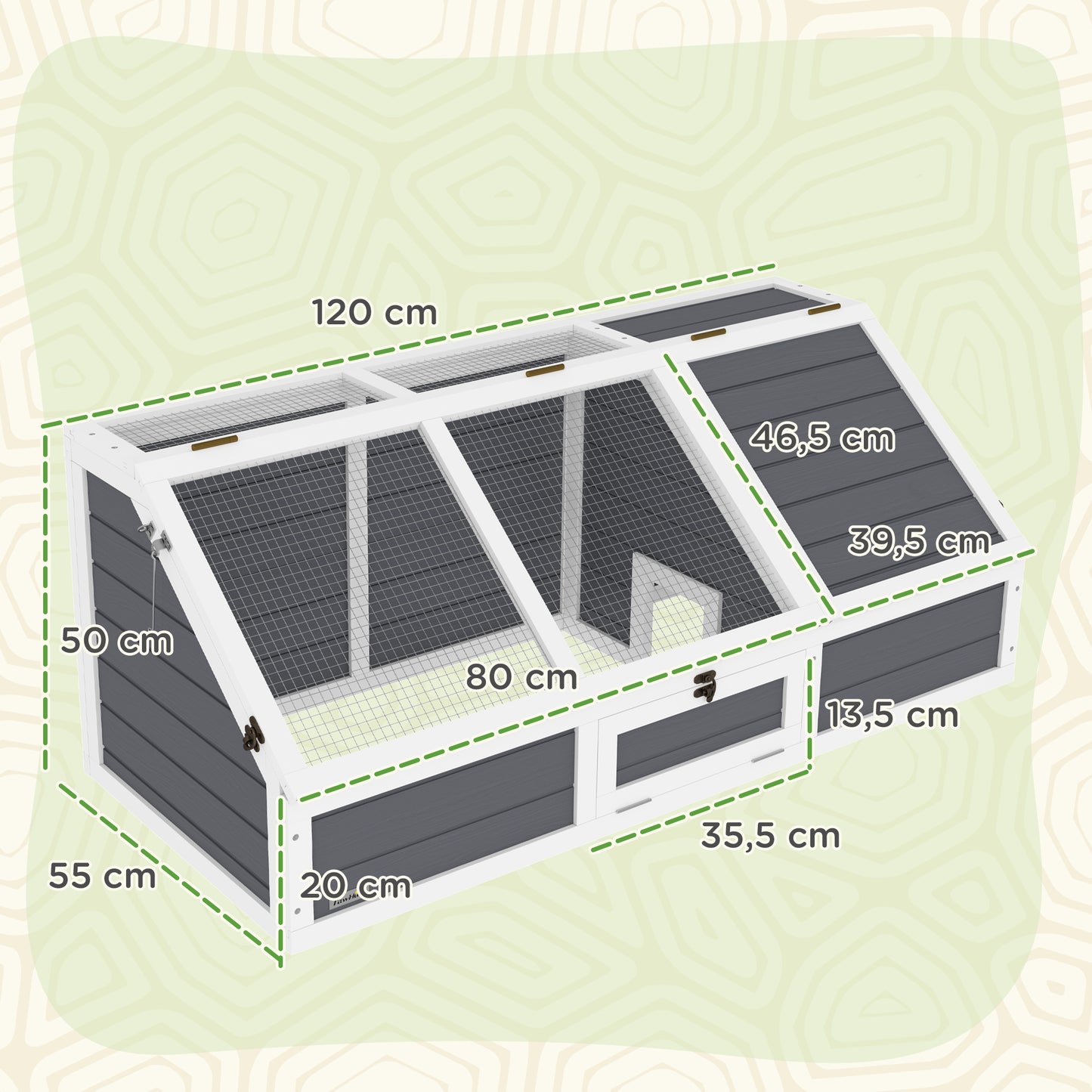 PawHut Schildkrötenbox, Outdoor Schildkrötengehege, bodenloses Design, leicht zu öffnen, Schildkrötenhaus, Hellgrau