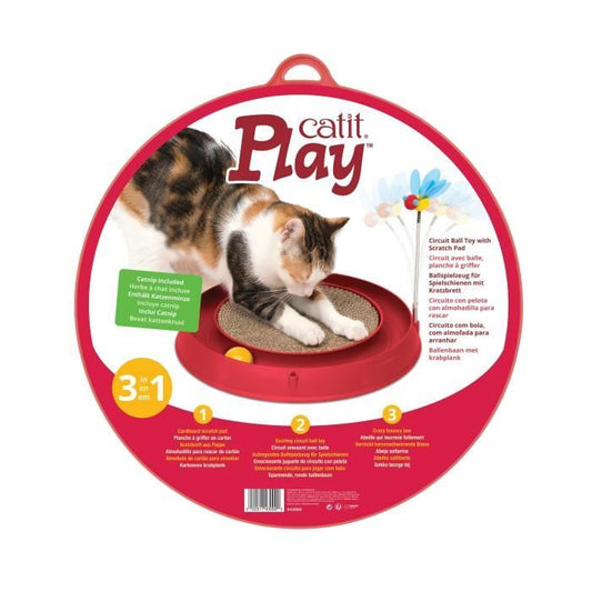 CAT IT Cuircuit 3 in 1 with ball and scratching board - Ø 36 cm - Red - For cat