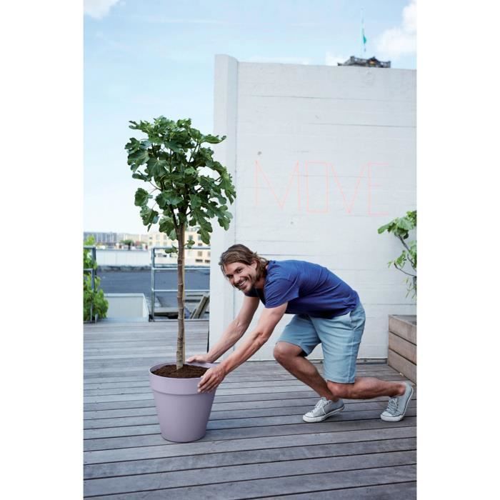 Flower pot - Elho - Loft Urban Round - Wheels 50 - Purple - L 49 x W 48.5 x H 45 cm - Outdoor - 100% recycled