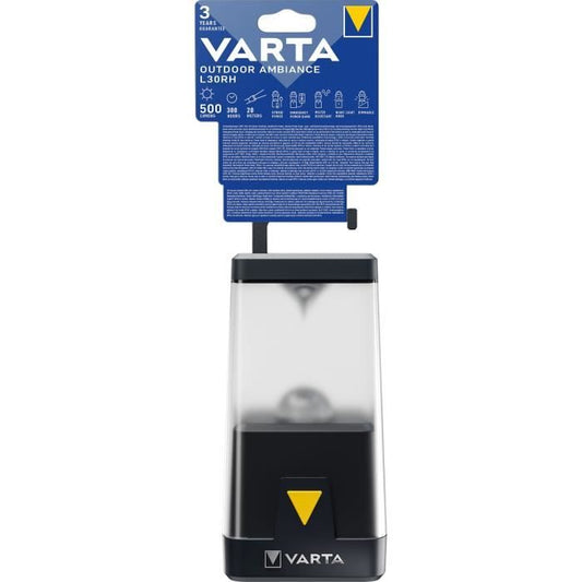 Lantern-VARTA-Outdoor Ambiance Lantern L30RH-500lm-Hybrid (Batteries or cable)-IP54-High performance LED-white or red light