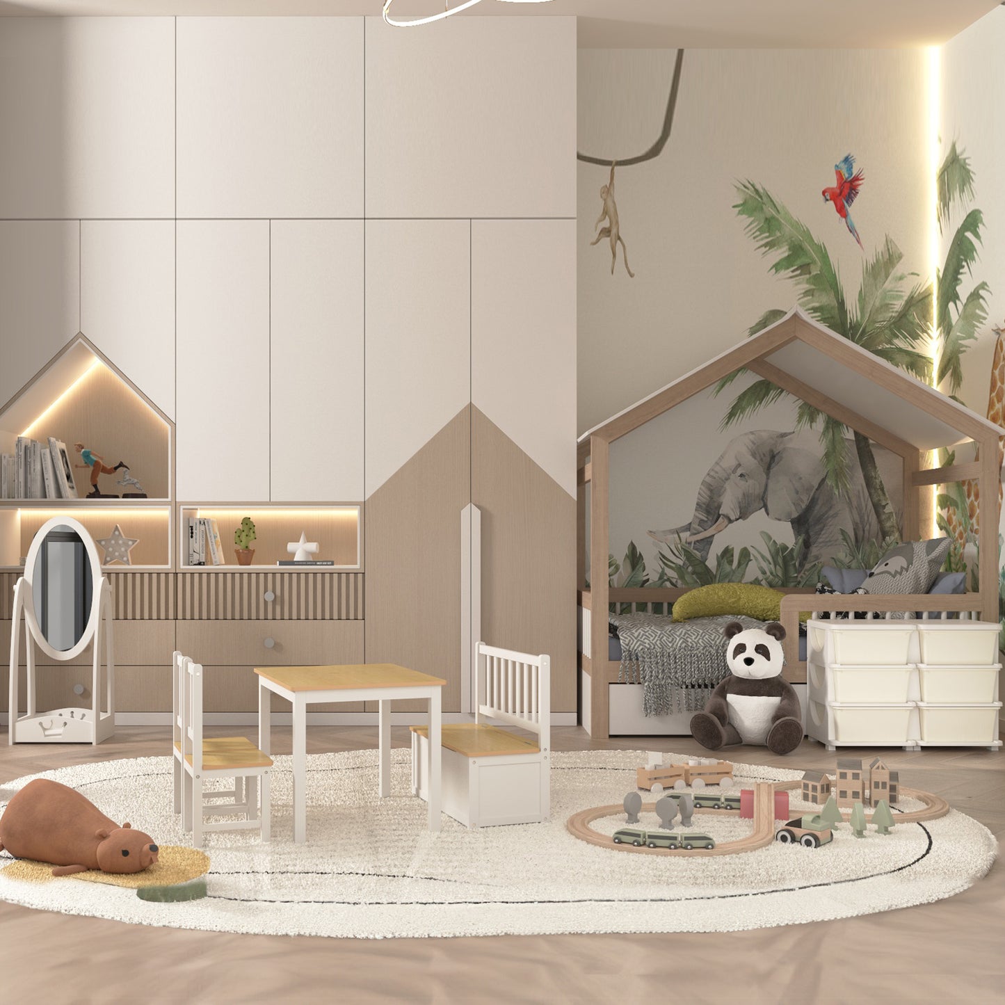 HOMCOM Aufbewahrungsbox für Kinder, Kinder-Aufbewahrungsbox, 3 Schubladen, Weiß