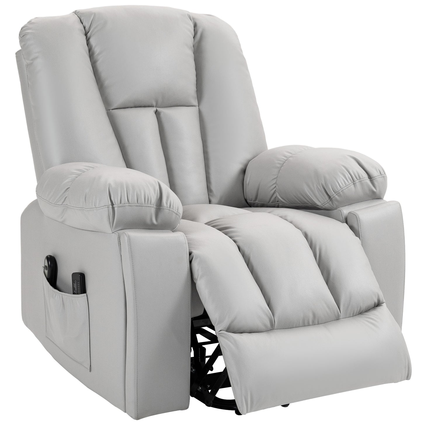 HOMCOM Massagesessel Relaxsessel Seniorensessel, Fernbedienung, Seitentaschen, 94 cm x 96 cm x 106 cm, Grau
