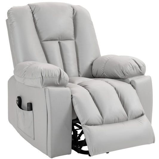 HOMCOM Massagesessel Relaxsessel Seniorensessel, Fernbedienung, Seitentaschen, 94 cm x 96 cm x 106 cm, Grau