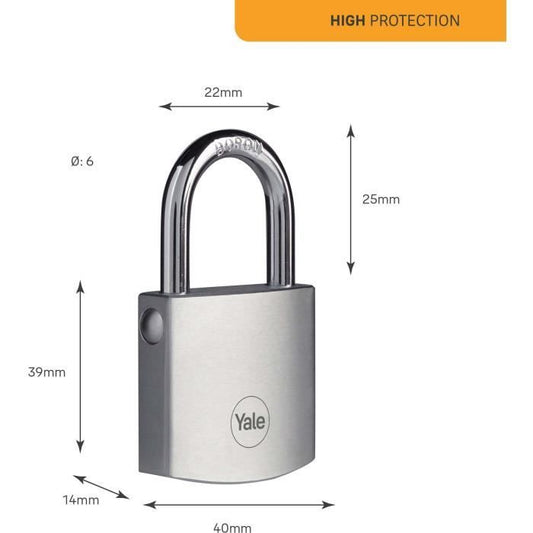 Brass padlock - YALE - Y120B/125/1/40 - High weather resistance