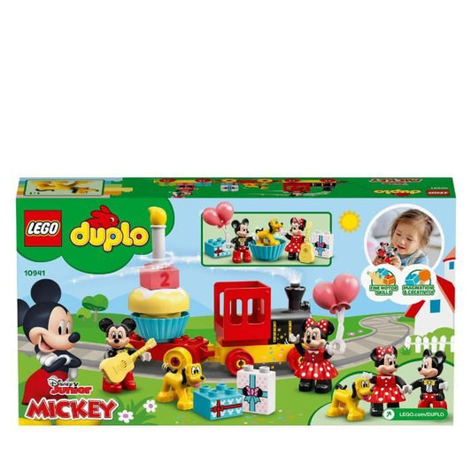 LEGO DUPLO 10941 Mickey and Minnie Birthday Train, Baby Train Toy with Cake and Balloons