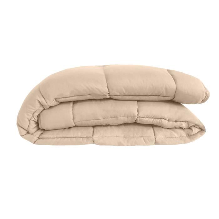 POYET MOTTE Microfiber duvet 400g / m² CALGARY - 220 x 240 cm - Pebble gray and Gimgember brown