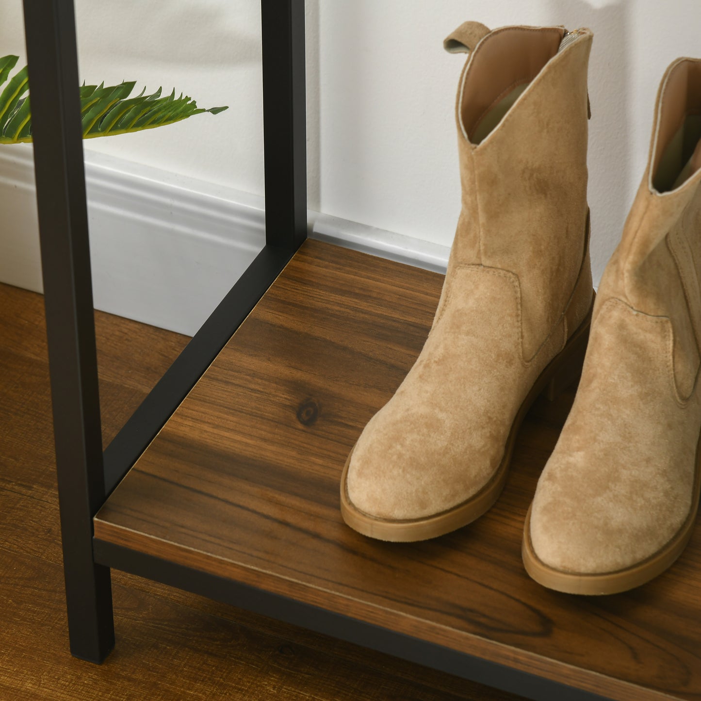 HOMCOM Sideboard Konsolentisch Flurregal, Industriedesign, 100 cm x 29,5 cm x 90 cm, Braun + Schwarz