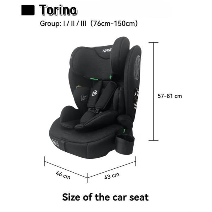 Belted car seat - NANIA - TORINO - Group 1/2/3 - I-size - With reducer - Black