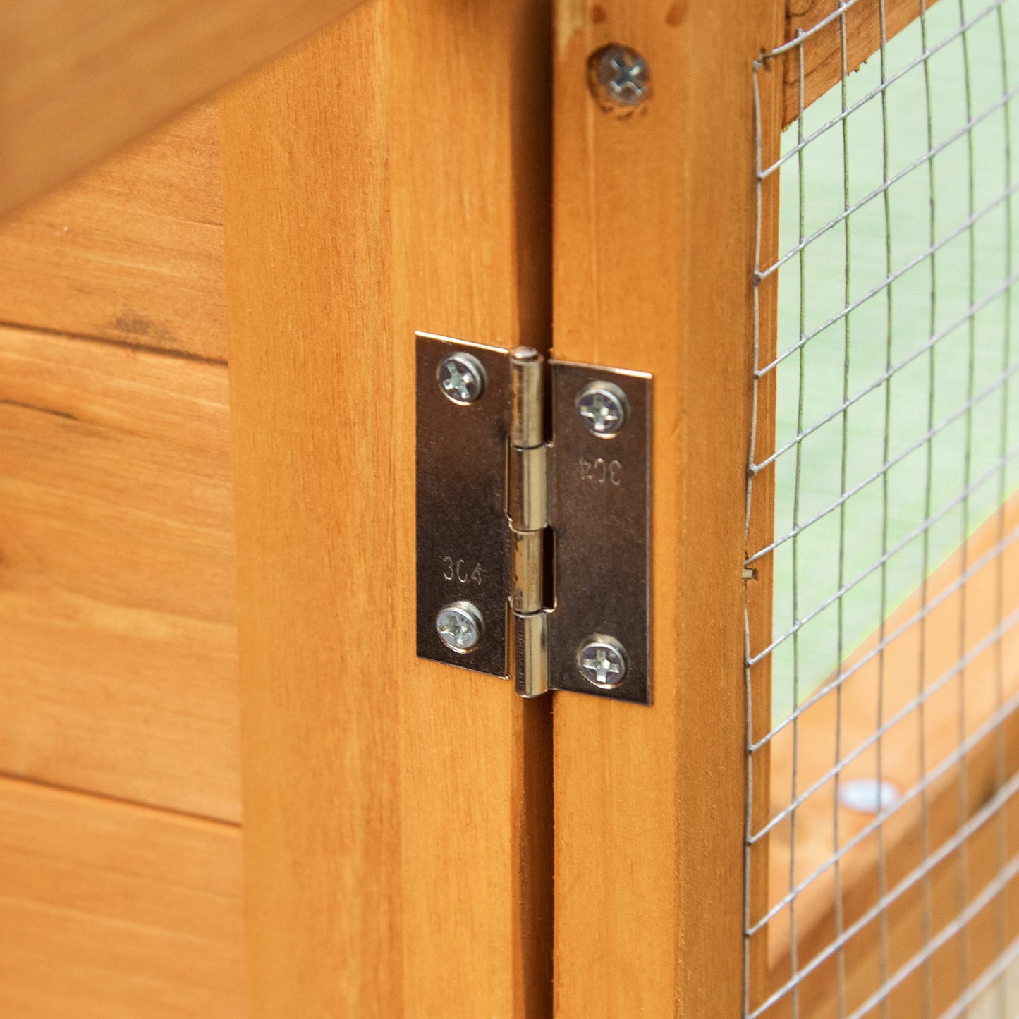 PawHut Kleintierstall mit Freigehege, herausnehmbare Bodenwanne, wetterbeständig, 141 cm x 60 cm x 86 cm, Braun