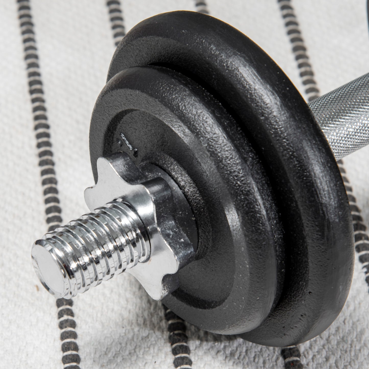 HOMCOM Kurzhantel, Langhantel, 2-in-1, 20 kg, 8 Hantelscheiben, rostfrei, Eisen, schwarz, 95 x 16 x 16Hcm