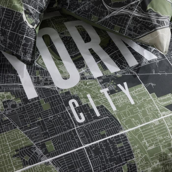 Bedding set - TODAY - JAVA - 2 people - 240x220 cm - Cotton - New York print - Green